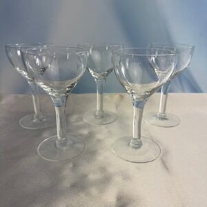 Vintage Cocktail Shot Glasses Set of 5 Clear Glass 4.75" Mid Century Mod Barware